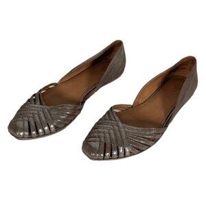 Frye Clementine Side Dip Skimmer Silver Flats Size 7.5